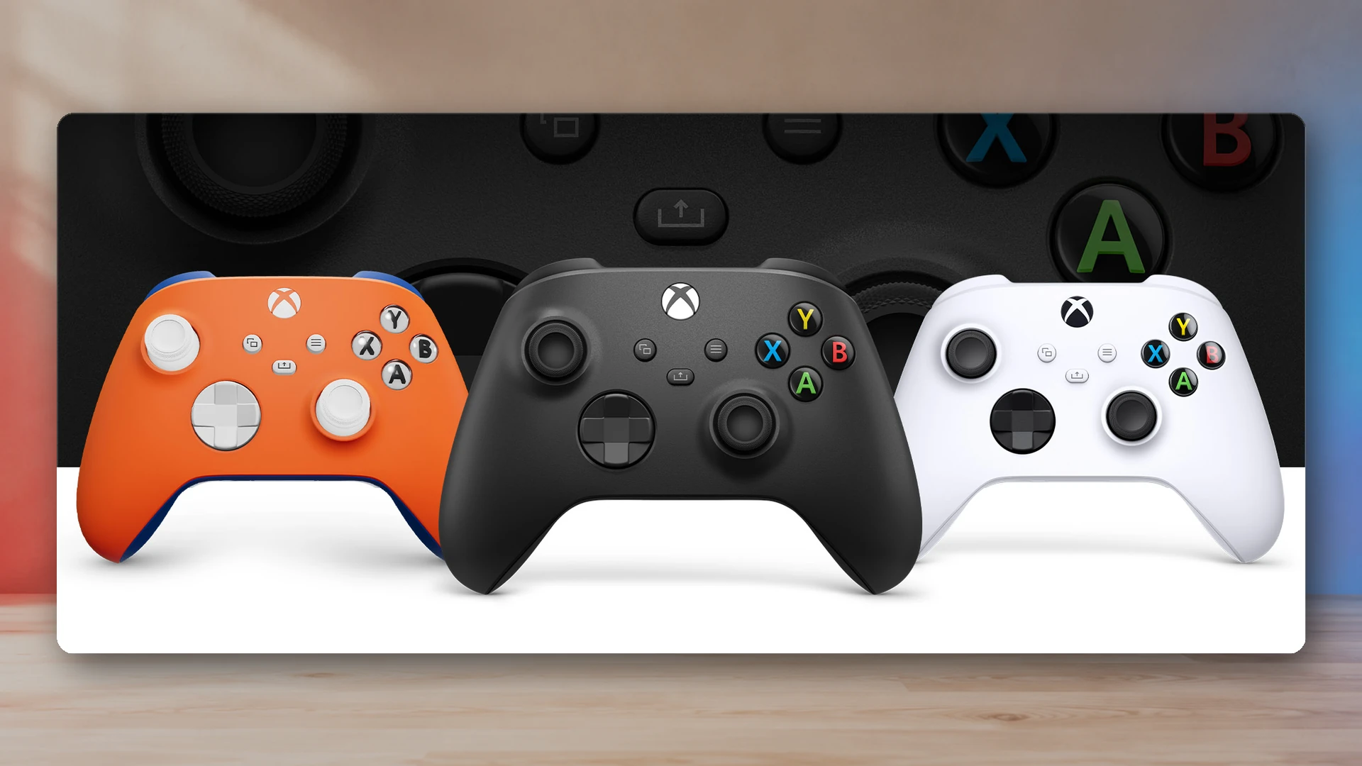 A real Xbox wireless controller emphasizing its analog sticks and wired connection