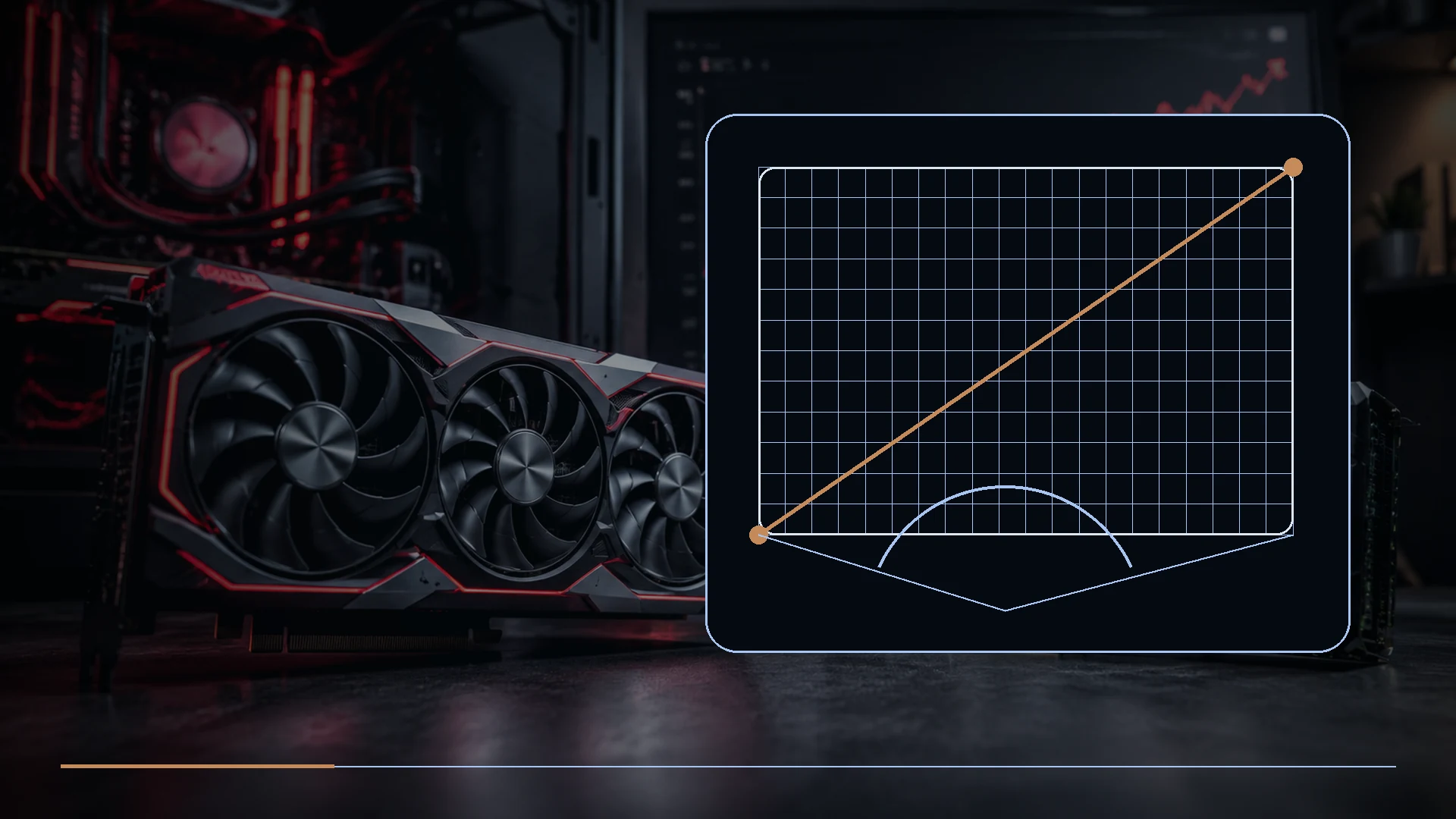 A gaming monitor and television measured from a seated viewing position with subtle display-geometry overlays