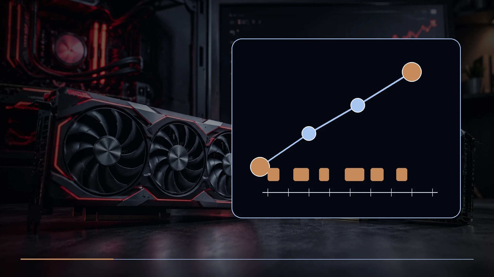 A high-end gaming display beside a visual timing chain from controller input to a completed frame