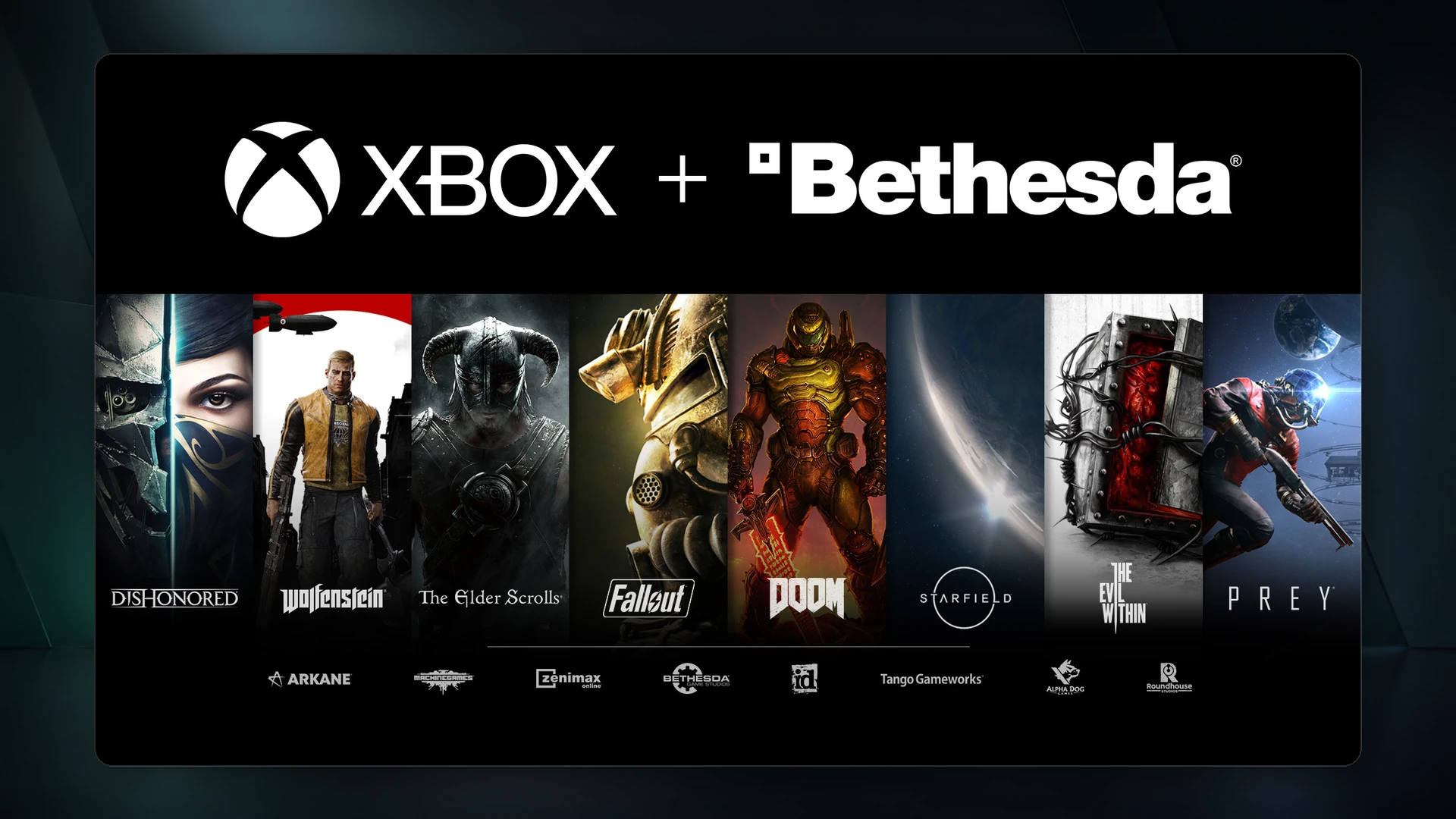 Official Xbox and Bethesda studio imagery associated with the ZeniMax acquisition