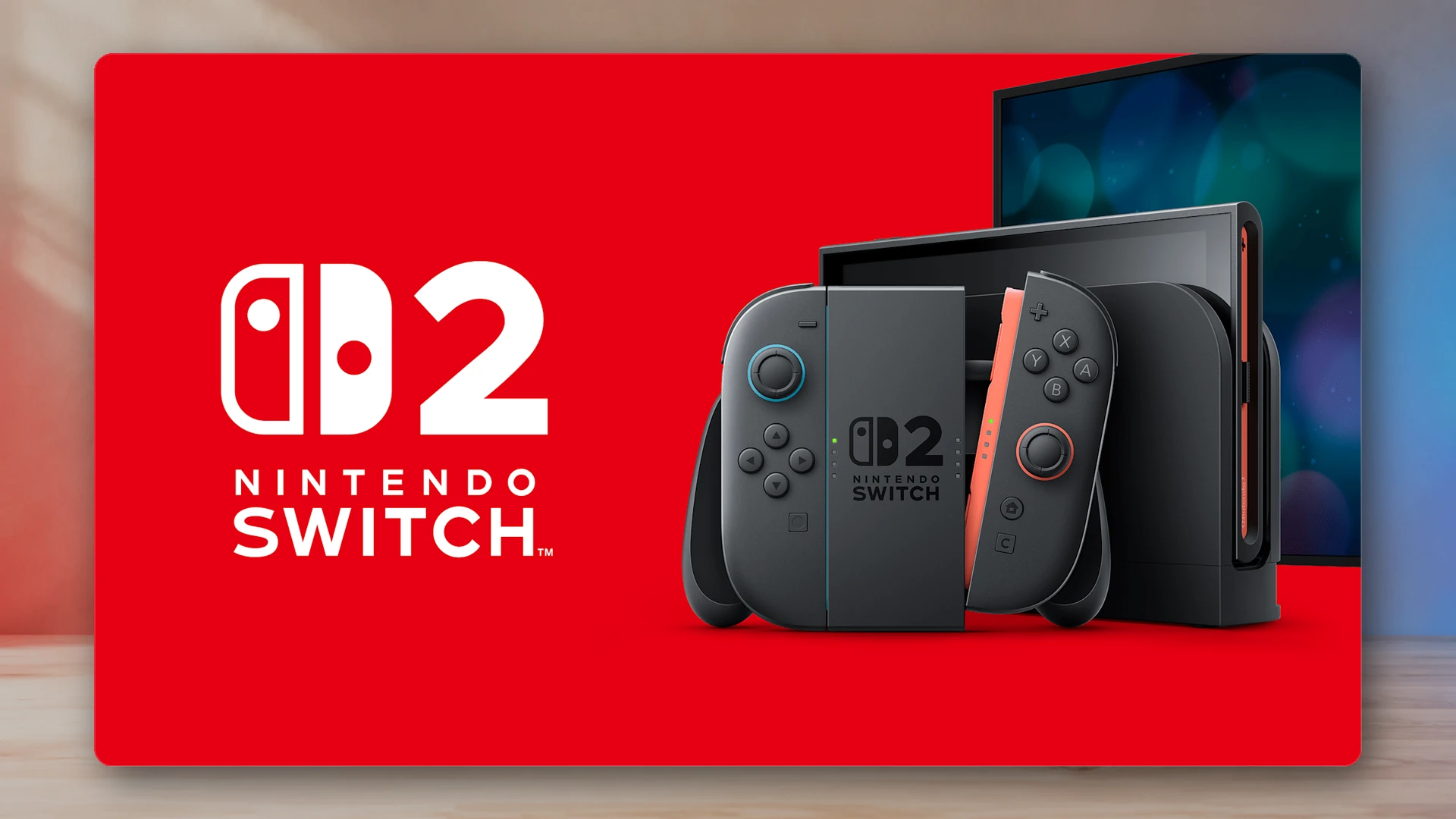 The real Nintendo Switch 2 console, dock, Joy-Con controllers, and grip