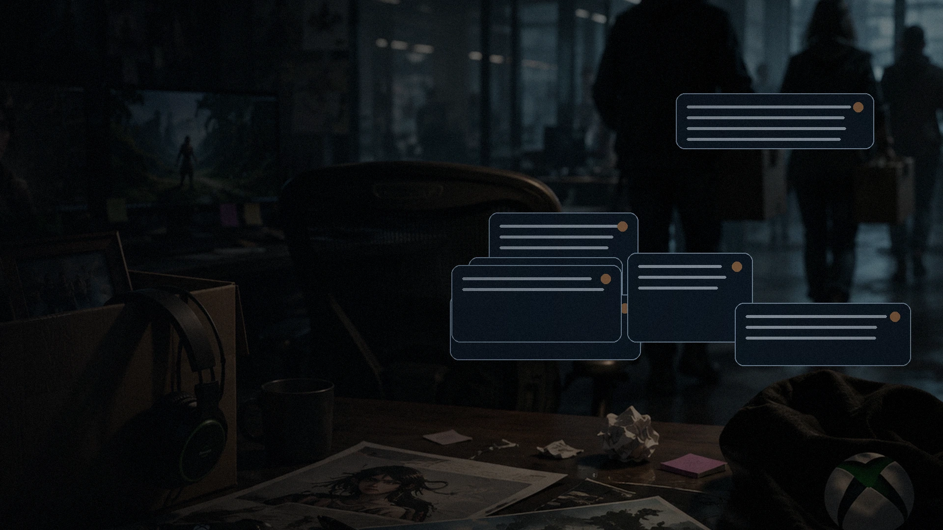 A controller and utility panels in a dark hardware workspace