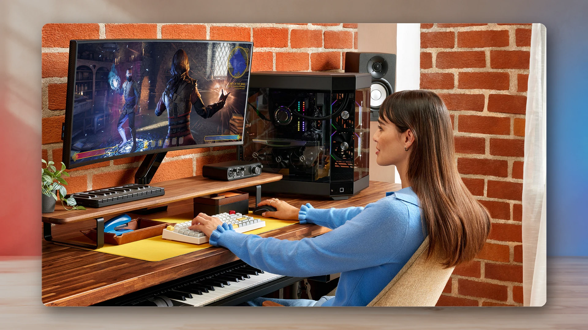 A real gaming PC and monitor viewed during performance troubleshooting