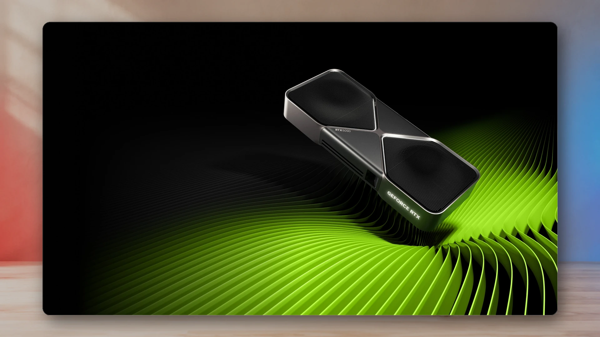A real modern desktop graphics card emphasizing cooling, memory, and rendering hardware