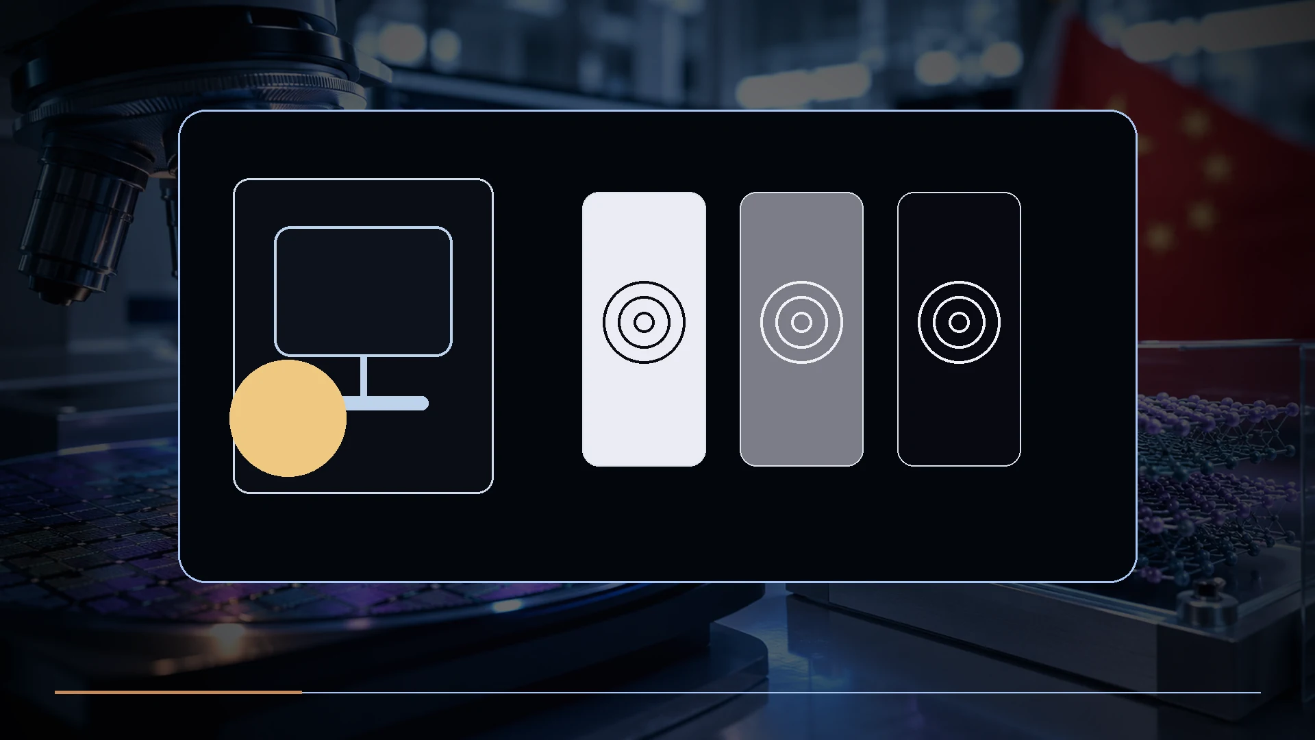 A dark-room calibration setup with display targets for highlight clipping, midtone visibility, and black-level detail