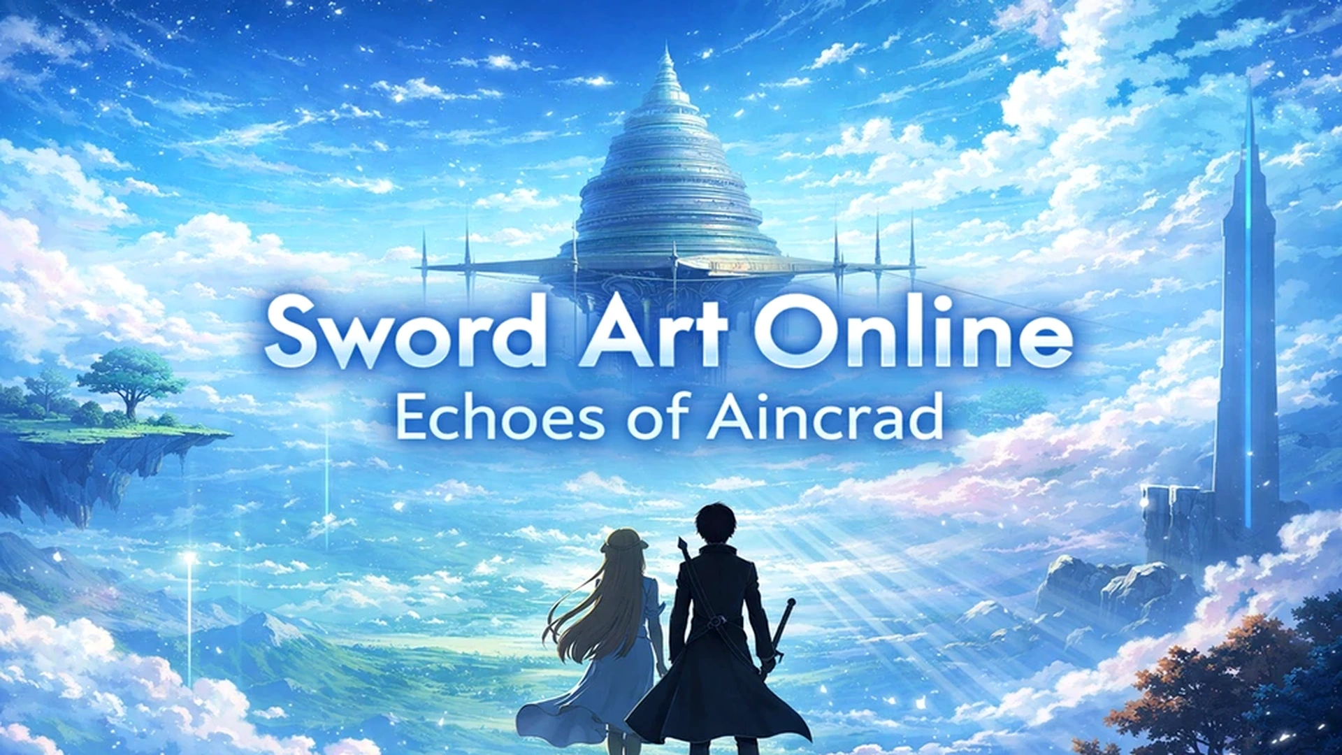 A dark Sword Art Online Echoes of Aincrad action RPG key art style image with NexusArc green lighting
