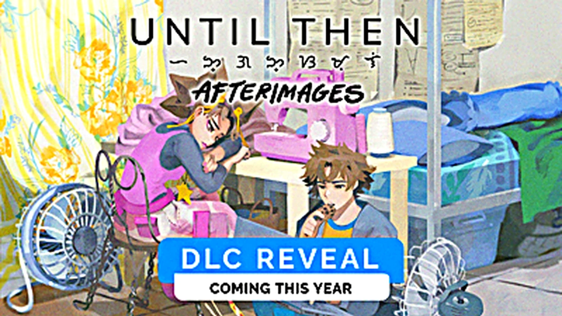 A dark cinematic Until Then Afterimages DLC reveal image with soft green NexusArc lighting